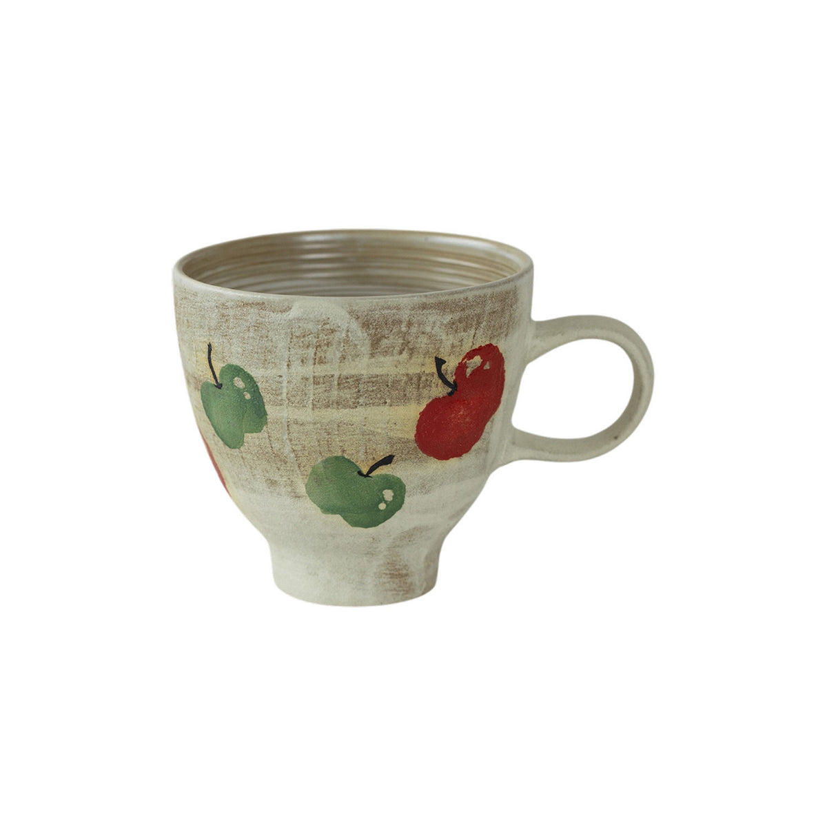 Musta 16 oz Beige Pottery Coffee Mug - Painted Apple