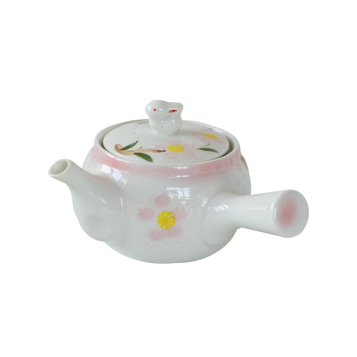 Musta 13.5 oz White Porcelain Tea Set - Sakura Rabbit Teapot with 2 Cups
