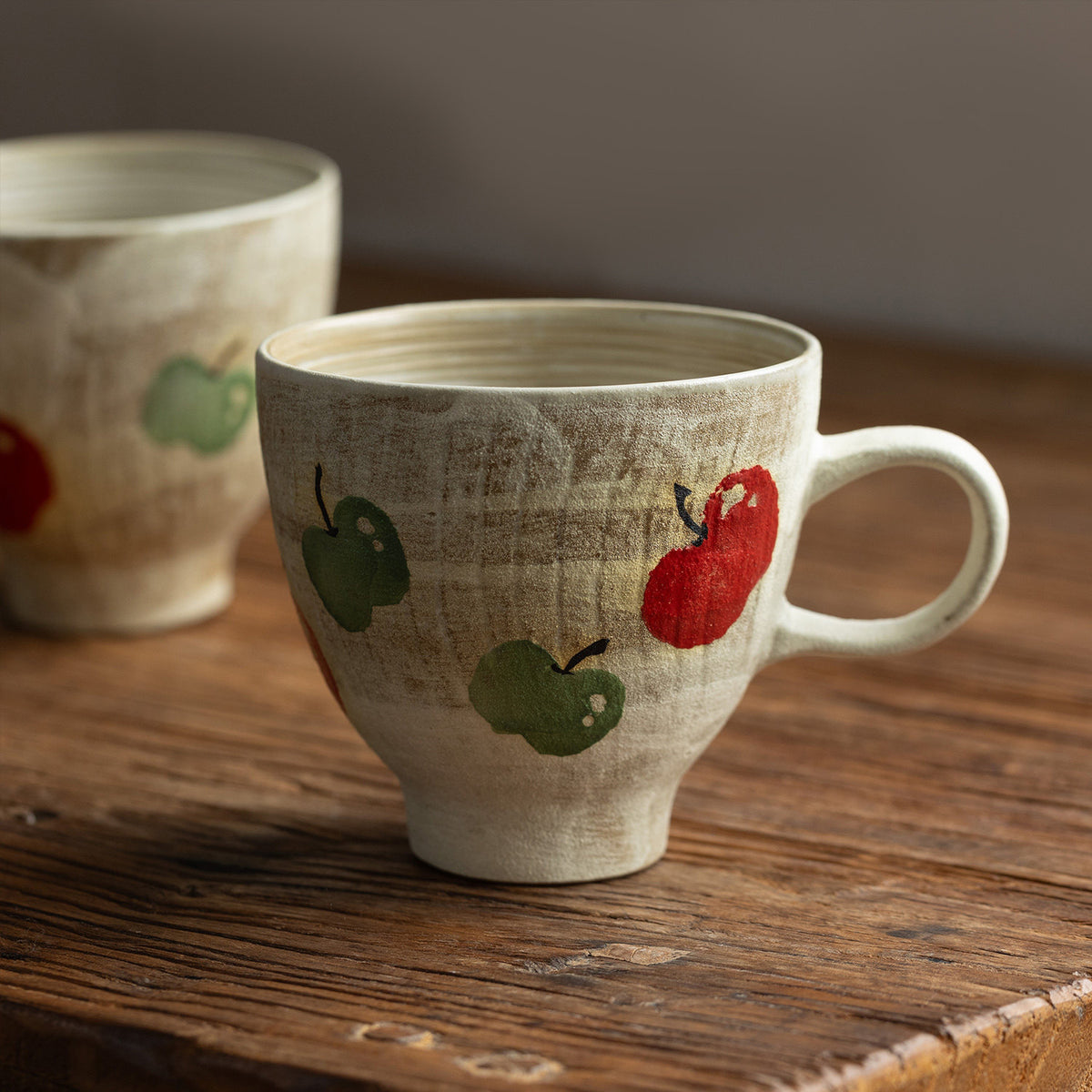 Musta 16 oz Beige Pottery Coffee Mug - Painted Apple